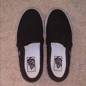 Black slip-on leather Vans